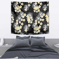 Black Tropical Hawaii Tapestry Seamless Monstera Plumeria Hawaiian Pattern - Polynesian Pride
