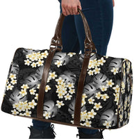 Black Tropical Hawaii Travel Bag Seamless Monstera Plumeria Hawaiian Pattern - Polynesian Pride