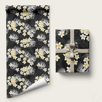 Black Tropical Hawaii Wrapping Paper Seamless Monstera Plumeria Hawaiian Pattern - Polynesian Pride
