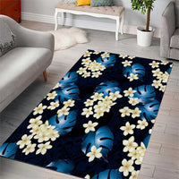 Blue Tropical Hawaii Area Rug Seamless Monstera Plumeria Hawaiian Pattern - Polynesian Pride