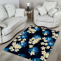 Blue Tropical Hawaii Area Rug Seamless Monstera Plumeria Hawaiian Pattern - Polynesian Pride