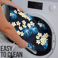 Blue Tropical Hawaii Bathroom Set Seamless Monstera Plumeria Hawaiian Pattern - Polynesian Pride