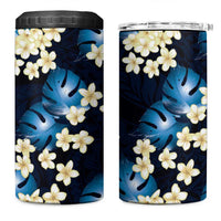 Blue Tropical Hawaii 4 in 1 Can Cooler Tumbler Seamless Monstera Plumeria Hawaiian Pattern - Polynesian Pride