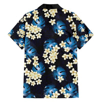 Blue Tropical Hawaii Family Matching Long Sleeve Bodycon Dress and Hawaiian Shirt Seamless Monstera Plumeria Hawaiian Pattern LT14 - Polynesian Pride