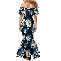 Blue Tropical Hawaii Family Matching Mermaid Dress and Hawaiian Shirt Seamless Monstera Plumeria Hawaiian Pattern LT14 - Polynesian Pride