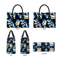 Blue Tropical Hawaii Leather Bag Seamless Monstera Plumeria Hawaiian Pattern - Polynesian Pride