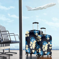 Blue Tropical Hawaii Luggage Cover Seamless Monstera Plumeria Hawaiian Pattern - Polynesian Pride
