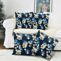 Blue Tropical Hawaii Pillow Cover Seamless Monstera Plumeria Hawaiian Pattern - Polynesian Pride