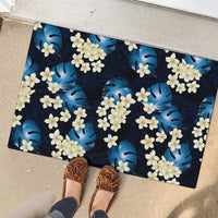 Blue Tropical Hawaii Rubber Doormat Seamless Monstera Plumeria Hawaiian Pattern - Polynesian Pride