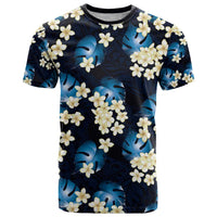 Blue Tropical Hawaii T Shirt Seamless Monstera Plumeria Hawaiian Pattern - Polynesian Pride