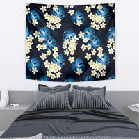 Blue Tropical Hawaii Tapestry Seamless Monstera Plumeria Hawaiian Pattern - Polynesian Pride