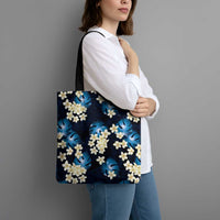 Blue Tropical Hawaii Tote Bag Seamless Monstera Plumeria Hawaiian Pattern - Polynesian Pride