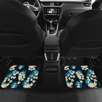 Dark Cyan Tropical Hawaii Car Mats Seamless Monstera Plumeria Hawaiian Pattern - Polynesian Pride