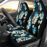 Dark Cyan Tropical Hawaii Car Seat Cover Seamless Monstera Plumeria Hawaiian Pattern - Polynesian Pride