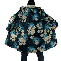 Dark Cyan Tropical Hawaii Cloak Seamless Monstera Plumeria Hawaiian Pattern - Polynesian Pride