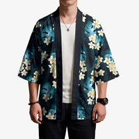 Dark Cyan Tropical Hawaii Kimono Seamless Monstera Plumeria Hawaiian Pattern - Polynesian Pride