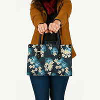 Dark Cyan Tropical Hawaii Leather Bag Seamless Monstera Plumeria Hawaiian Pattern - Polynesian Pride