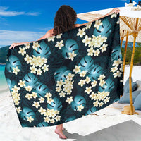 Dark Cyan Tropical Hawaii Sarong Seamless Monstera Plumeria Hawaiian Pattern - Polynesian Pride