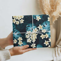 Dark Cyan Tropical Hawaii Wrapping Paper Seamless Monstera Plumeria Hawaiian Pattern - Polynesian Pride