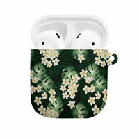 Green Tropical Hawaii AirPods Case Seamless Monstera Plumeria Hawaiian Pattern - Polynesian Pride