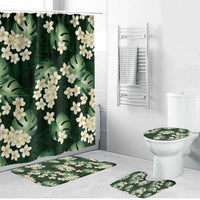 Green Tropical Hawaii Bathroom Set Seamless Monstera Plumeria Hawaiian Pattern - Polynesian Pride