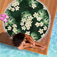 Green Tropical Hawaii Beach Blanket Seamless Monstera Plumeria Hawaiian Pattern - Polynesian Pride