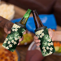 Green Tropical Hawaii 4 in 1 Can Cooler Tumbler Seamless Monstera Plumeria Hawaiian Pattern - Polynesian Pride
