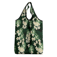 Green Tropical Hawaii Grocery Bag Seamless Monstera Plumeria Hawaiian Pattern - Polynesian Pride