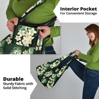 Green Tropical Hawaii Grocery Bag Seamless Monstera Plumeria Hawaiian Pattern - Polynesian Pride