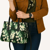 Green Tropical Hawaii Leather Bag Seamless Monstera Plumeria Hawaiian Pattern - Polynesian Pride