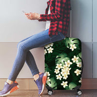 Green Tropical Hawaii Luggage Cover Seamless Monstera Plumeria Hawaiian Pattern - Polynesian Pride