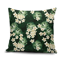 Green Tropical Hawaii Pillow Cover Seamless Monstera Plumeria Hawaiian Pattern - Polynesian Pride