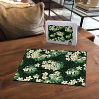 Green Tropical Hawaii Puzzle Seamless Monstera Plumeria Hawaiian Pattern - Polynesian Pride