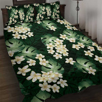 Green Tropical Hawaii Quilt Bed Set Seamless Monstera Plumeria Hawaiian Pattern - Polynesian Pride
