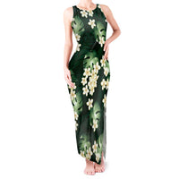 Green Tropical Hawaii Tank Maxi Dress Seamless Monstera Plumeria Hawaiian Pattern - Polynesian Pride