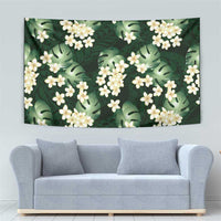 Green Tropical Hawaii Tapestry Seamless Monstera Plumeria Hawaiian Pattern - Polynesian Pride