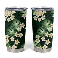 Green Tropical Hawaii Tumbler Cup Seamless Monstera Plumeria Hawaiian Pattern - Polynesian Pride