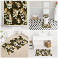 Gold Tropical Hawaii Bathroom Set Seamless Monstera Plumeria Hawaiian Pattern - Polynesian Pride