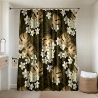 Gold Tropical Hawaii Bathroom Set Seamless Monstera Plumeria Hawaiian Pattern - Polynesian Pride