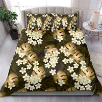 Gold Tropical Hawaii Bedding Set Seamless Monstera Plumeria Hawaiian Pattern - Polynesian Pride