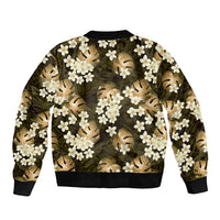 Gold Tropical Hawaii Bomber Jacket Seamless Monstera Plumeria Hawaiian Pattern - Polynesian Pride