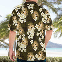 Gold Tropical Hawaii Hawaiian Shirt Seamless Monstera Plumeria Hawaiian Pattern - Polynesian Pride