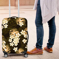 Gold Tropical Hawaii Luggage Cover Seamless Monstera Plumeria Hawaiian Pattern - Polynesian Pride