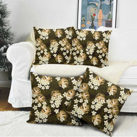 Gold Tropical Hawaii Pillow Cover Seamless Monstera Plumeria Hawaiian Pattern - Polynesian Pride