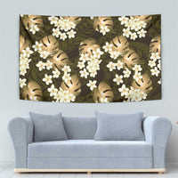 Gold Tropical Hawaii Tapestry Seamless Monstera Plumeria Hawaiian Pattern - Polynesian Pride