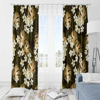 Gold Tropical Hawaii Window Curtain Seamless Monstera Plumeria Hawaiian Pattern - Polynesian Pride