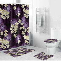 Purple Tropical Hawaii Bathroom Set Seamless Monstera Plumeria Hawaiian Pattern - Polynesian Pride