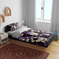 Purple Tropical Hawaii Bedding Set Seamless Monstera Plumeria Hawaiian Pattern - Polynesian Pride