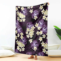 Purple Tropical Hawaii Blanket Seamless Monstera Plumeria Hawaiian Pattern - Polynesian Pride