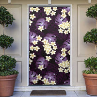 Purple Tropical Hawaii Door Cover Seamless Monstera Plumeria Hawaiian Pattern - Polynesian Pride